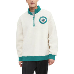 Miami Dolphins Tommy Hilfiger Jordan Sherpa Quarter-Zip Sweatshirt Cream - NFL