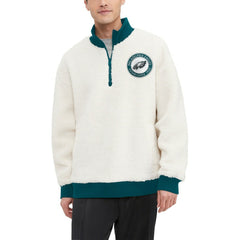 Philadelphia Eagles Tommy Hilfiger Jordan Sherpa Quarter-Zip Sweatshirt Cream - NFL