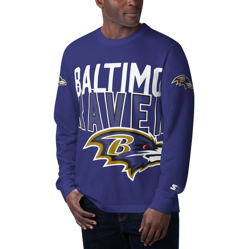 Baltimore Ravens Starter Clutch Hit Long Sleeve T-Shirt Purple - NFL