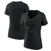 NBA - Milwaukee Bucks Women's Hometown Collection Fear The Deer V-Neck T-Shirt - Black
