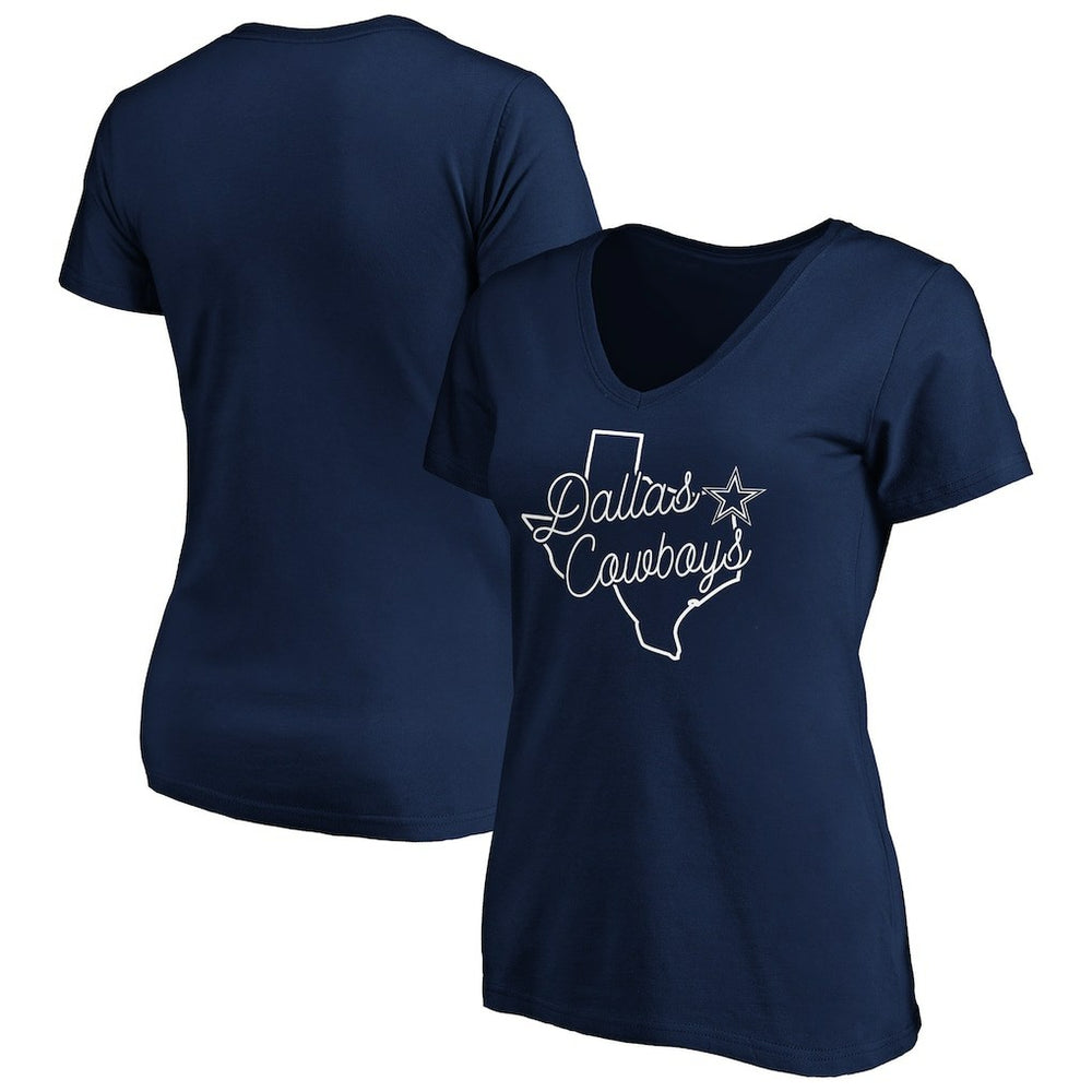 Dallas Cowboys Women's Script V-Neck T-Shirt Navy - NFL