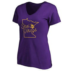 Minnesota Vikings Women's Script V-Neck T-Shirt Purple - NFL