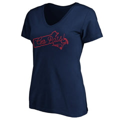New England Patriots Women's Script V-Neck T-Shirt Navy - NFL