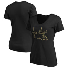 New Orleans Saints Women's Script V-Neck T-Shirt Black - NFL