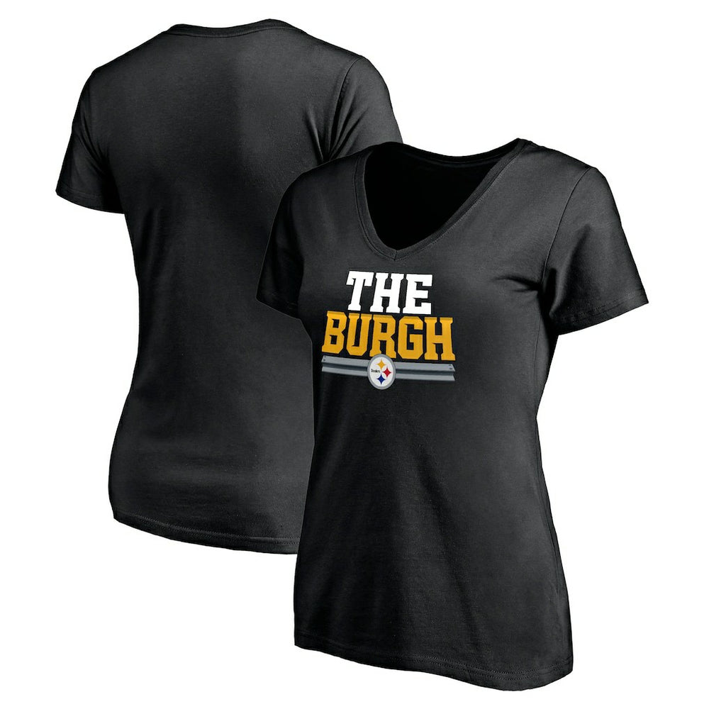Pittsburgh Steelers Women's Hometown Collection The Burgh V-Neck T-Shirt Black - NFL