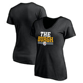 Pittsburgh Steelers Women's Hometown Collection The Burgh V-Neck T-Shirt Black - NFL