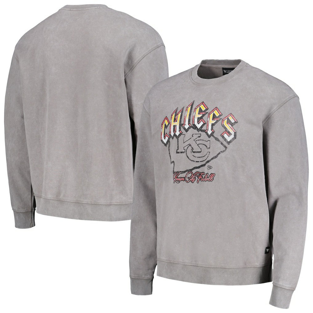 Kansas City Chiefs The Wild Collective Unisex Distressed Pullover Sweatshirt Gray - NFL