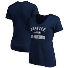 Seattle Seahawks Women's Victory Arch V-Neck T-Shirt College Navy - NFL