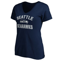 Seattle Seahawks Women's Victory Arch V-Neck T-Shirt College Navy - NFL