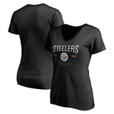 Pittsburgh Steelers Women's Live For It V-Neck T-Shirt Black - NFL