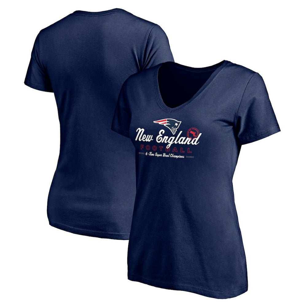 New England Patriots Women's Hometown Collection V-Neck T-Shirt Navy - NFL