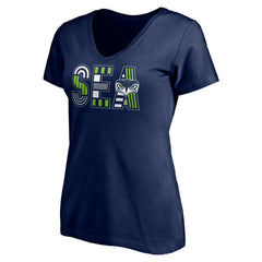 Seattle Seahawks Women's Hometown Collection V-Neck T-Shirt College Navy - NFL