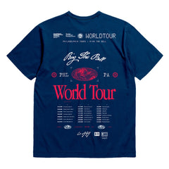 Mitchell & Ness - Philadelphia 76ers Bleacher Report x Unisex World Tour T-Shirt - Navy