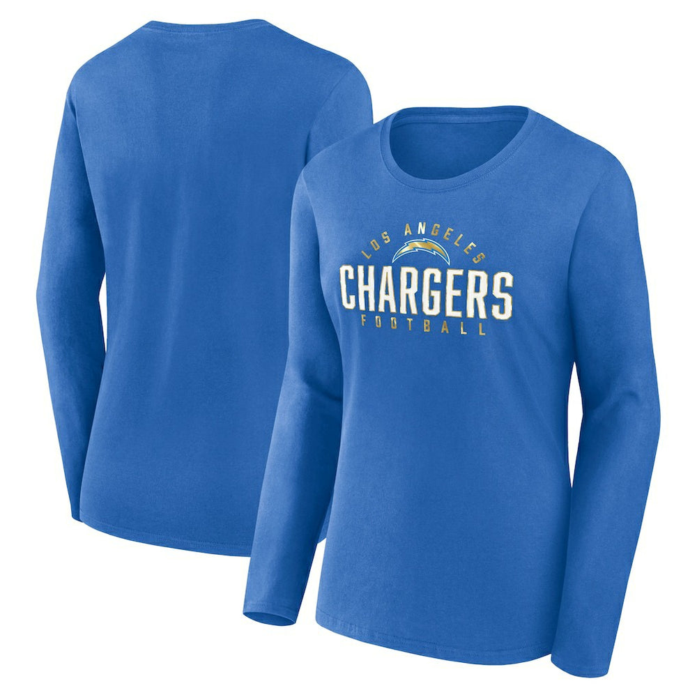 Los Angeles Chargers Women's Plus Size Foiled Play Long Sleeve T-Shirt Powder Blue - Fanatics