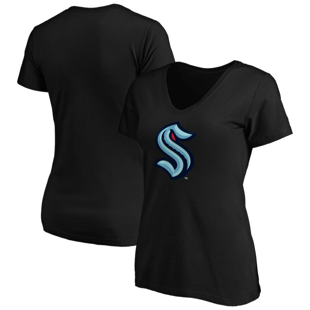 Seattle Kraken Women's Primary Logo V-Neck T-Shirt Black