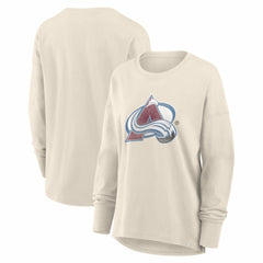 Colorado Avalanche - Fanatics Women's Distressed Logo Long Sleeve T-Shirt Cream