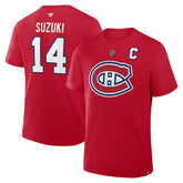 Nick Suzuki Montreal Canadiens - Fanatics Authentic Stack Name & Number T-Shirt Red