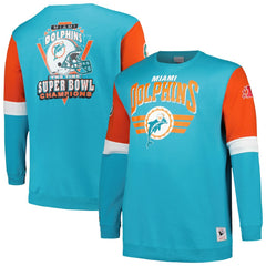 Miami Dolphins Big & Tall Fleece Pullover Sweatshirt Aqua - Mitchell & Ness