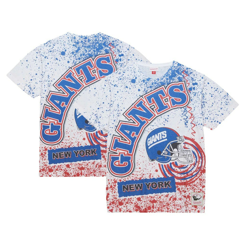 New York Giants Big & Tall Allover Print T-Shirt White - Mitchell & Ness