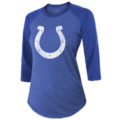 Anthony Richardson Indianapolis Colts Majestic Threads Women's Player Name & Number Tri-Blend 3/4-Sleeve Fitted T-Shirt Royal - NFL