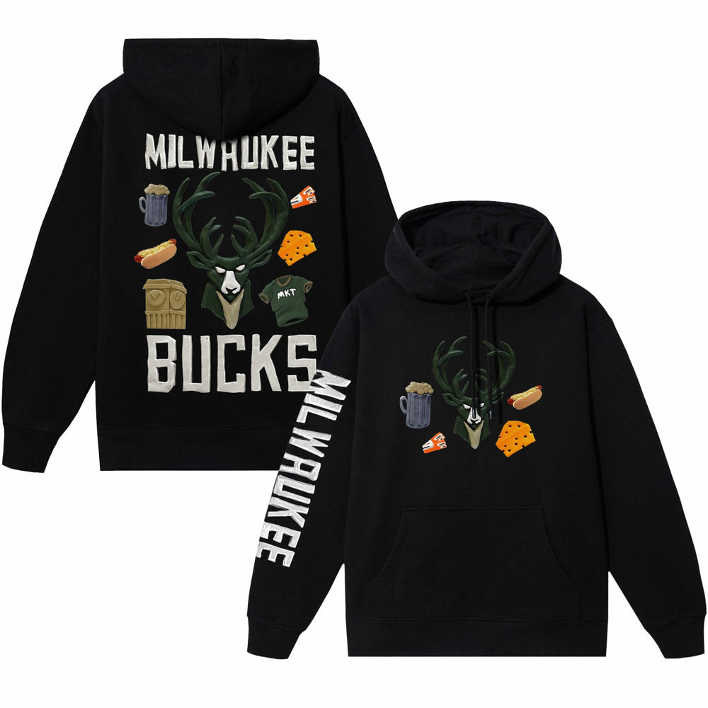 NBA - Milwaukee Bucks NBA x MARKET Unisex Claymation Pullover Hoodie - Black