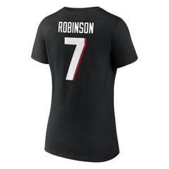 Bijan Robinson Atlanta Falcons Women's Icon Name & Number V-Neck T-Shirt Black - Fanatics