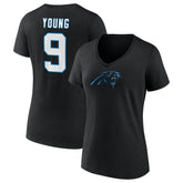 Bryce Young Carolina Panthers Women's Icon Name & Number V-Neck T-Shirt Black - Fanatics