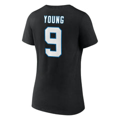 Bryce Young Carolina Panthers Women's Icon Name & Number V-Neck T-Shirt Black - Fanatics