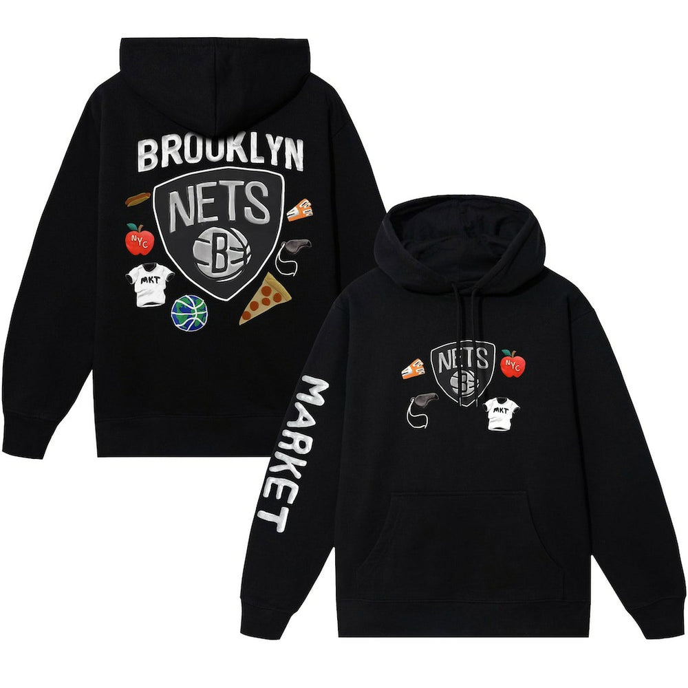 NBA - Brooklyn Nets NBA x MARKET Unisex Claymation Pullover Hoodie - Black