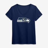 Seattle Seahawks Logo Athletic Women's Primary Logo V-Neck T-Shirt College Navy - NFL