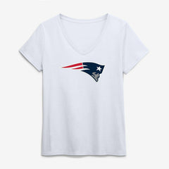 New England Patriots Logo Athletic Women's Primary Logo V-Neck T-Shirt White - NFL