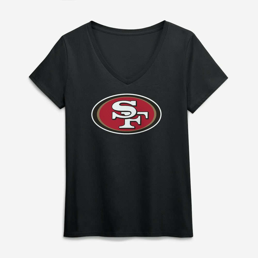 San Francisco 49ers Logo Athletic Women's Primary Logo V-Neck T-Shirt Black - NFL