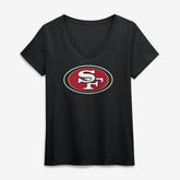 San Francisco 49ers Logo Athletic Women's Primary Logo V-Neck T-Shirt Black - NFL