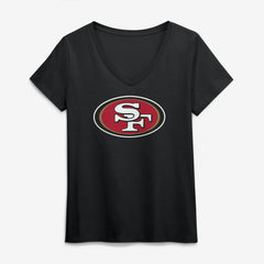 San Francisco 49ers Logo Athletic Women's Primary Logo V-Neck T-Shirt Black - NFL