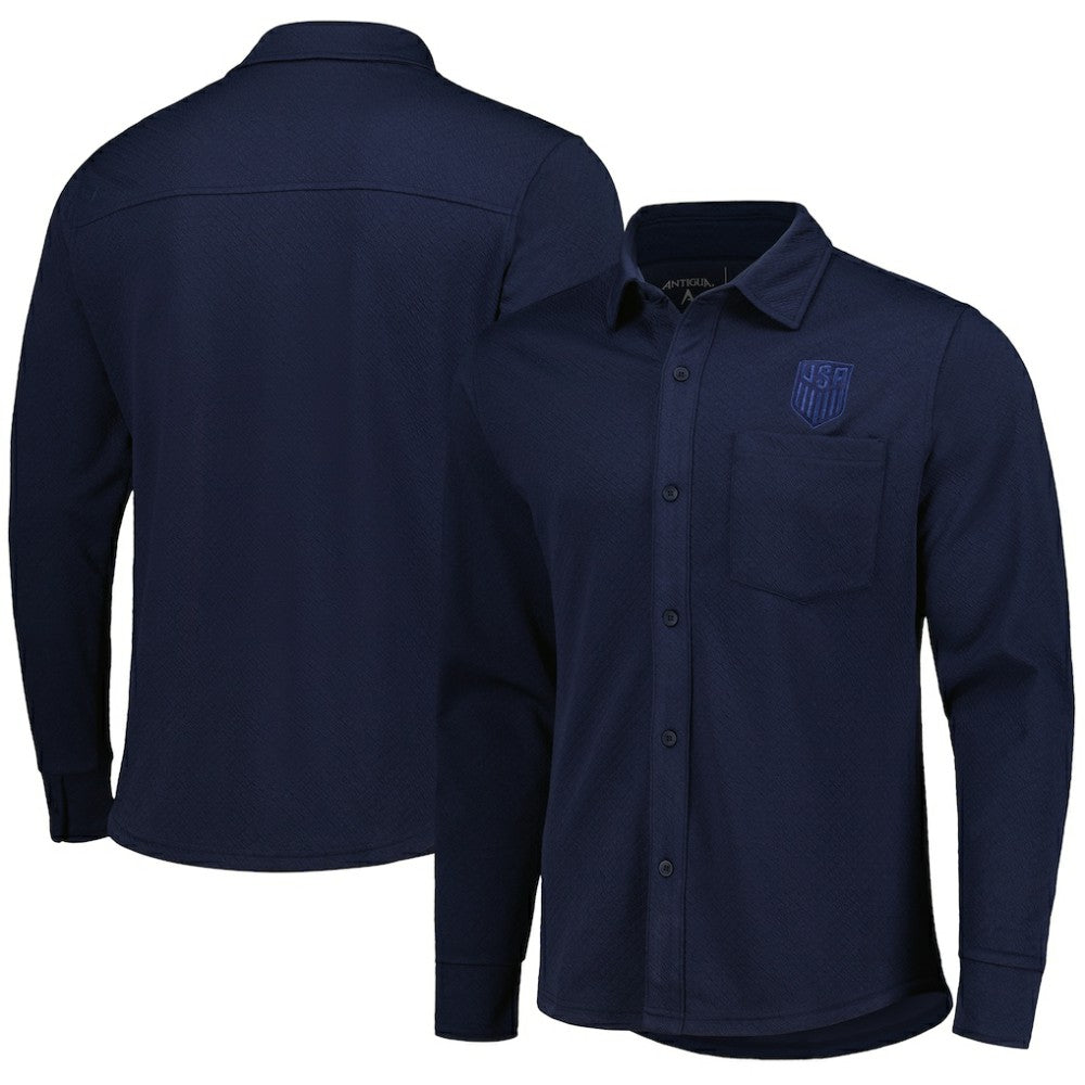 USMNT Antigua Streamer Diamond Button-Up Shacket - Navy