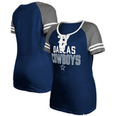Dallas Cowboys New Era Women's Raglan Lace-Up T-Shirt Navy - NFL