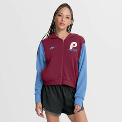 Philadelphia Phillies Nike Women's Cooperstown Collection Cropped Full-Zip Hoodie for sale