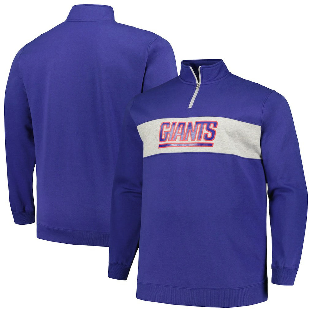 New York Giants Profile Big & Tall Fleece Quarter-Zip Jacket Royal - NFL
