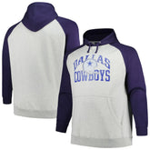 Dallas Cowboys Profile Big & Tall Favorite Arch Throwback Raglan Pullover Hoodie Heather Gray/Navy - NFL