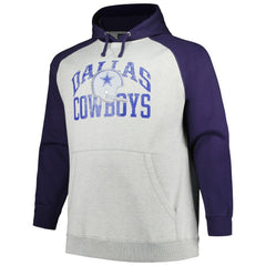 Dallas Cowboys Profile Big & Tall Favorite Arch Throwback Raglan Pullover Hoodie Heather Gray/Navy - NFL