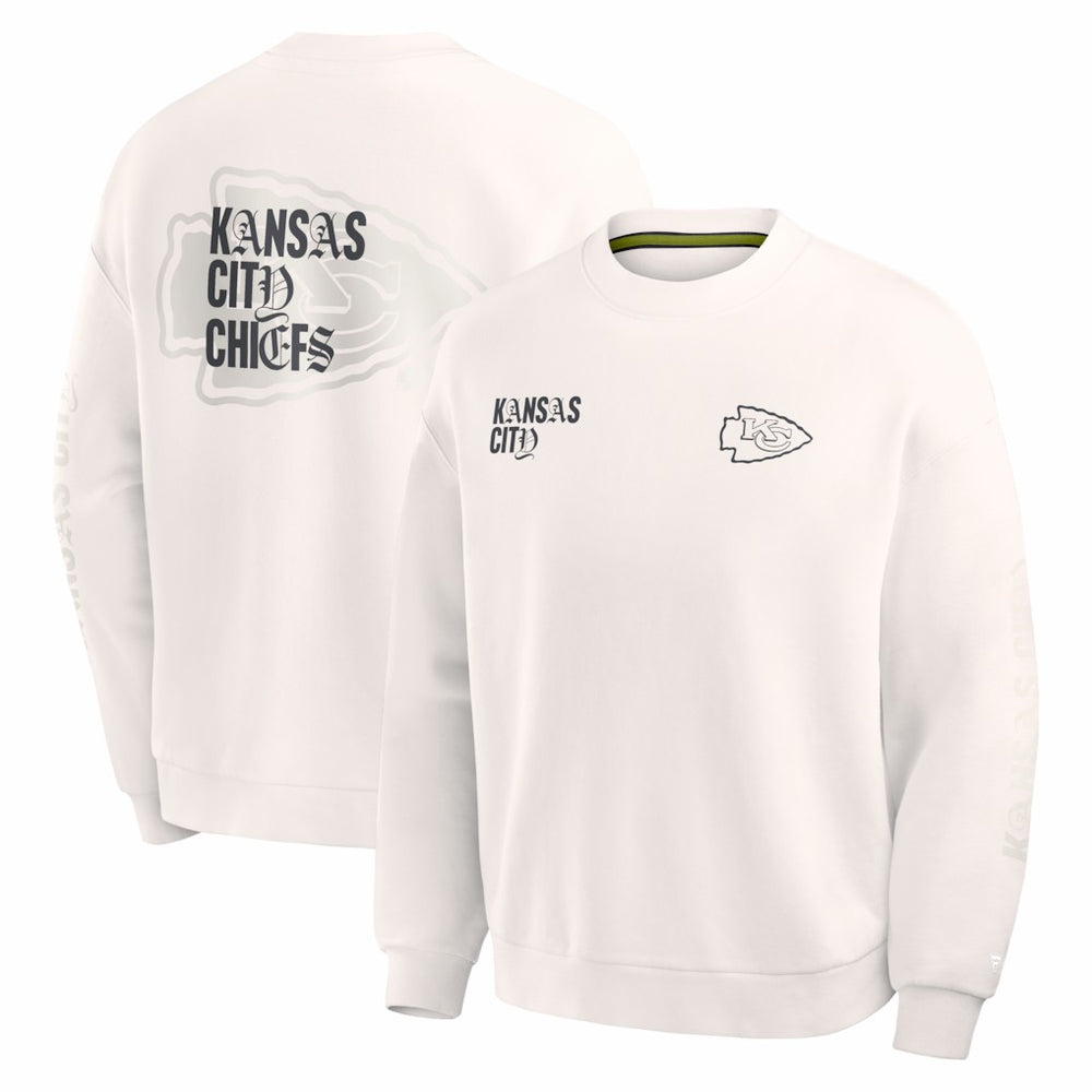 Kansas City Chiefs Oversized Type Play Multi Sweatshirt Cream - Fanatics