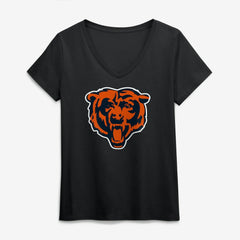 Chicago Bears Logo Athletic Women's Primary Logo V-Neck T-Shirt Black - NFL