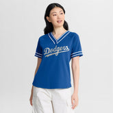 Los Angeles Dodgers Fanatics Women's Diva Race Ahead Raglan V-Neck T-Shirt Lifestyle