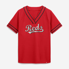 Cincinnati Reds Fanatics Women's Diva Race Ahead Raglan V-Neck T-Shirt Near Me