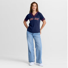 Boston Red Sox Fanatics Women's Diva Race Ahead Raglan V-Neck T-Shirt for sale