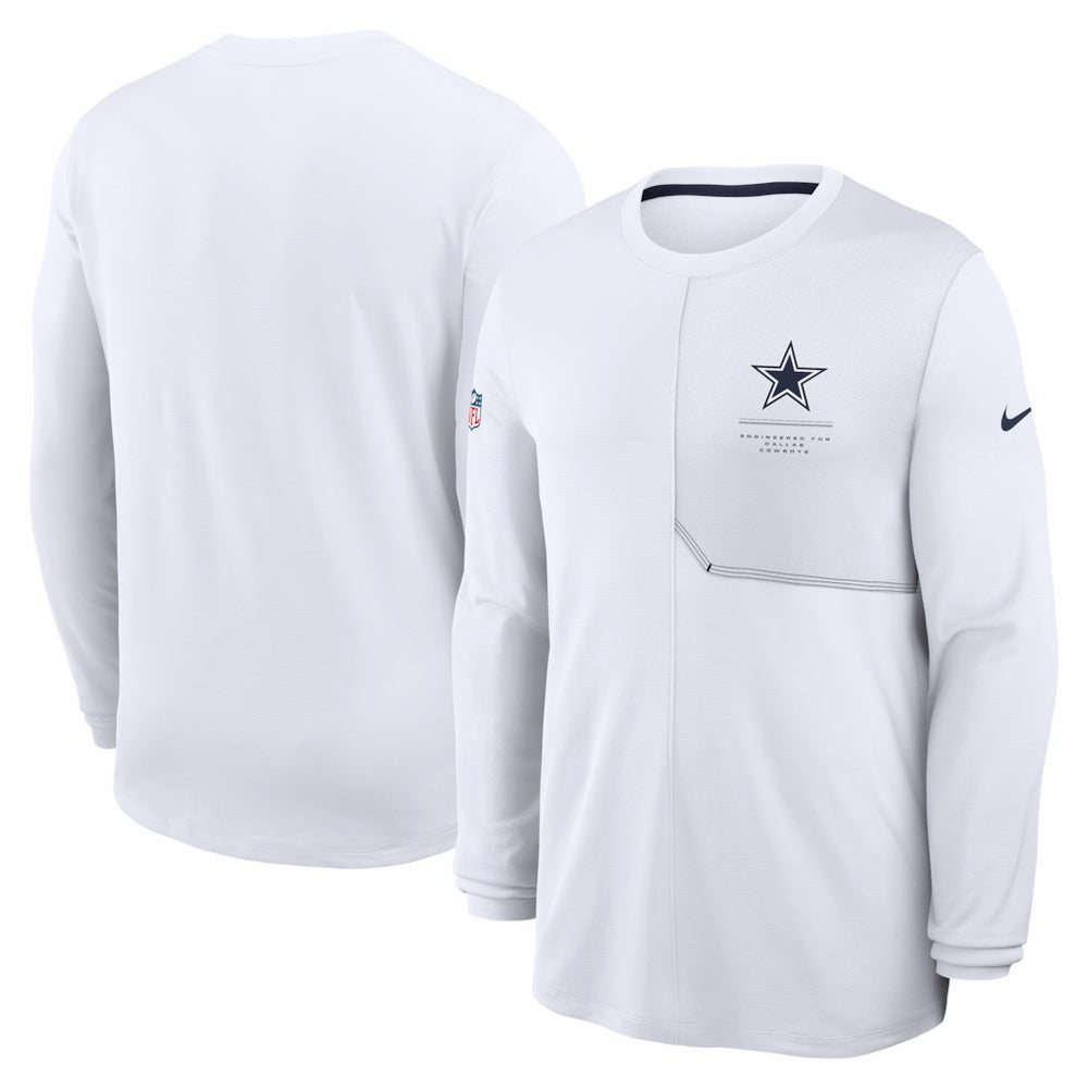 Dallas Cowboys Sideline Coach UV Dri-FIT Long Sleeve Shirt White - Nike