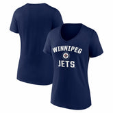 Winnipeg Jets - Logo Athletic Women's Arch Victory V-Neck T-Shirt Navy