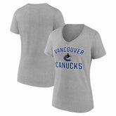 Vancouver Canucks - Logo Athletic Women's Arch Victory V-Neck T-Shirt Heather Gray