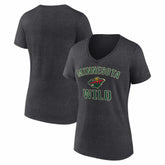 Minnesota Wild - Logo Athletic Women's Arch Victory V-Neck T-Shirt Heather Charcoal