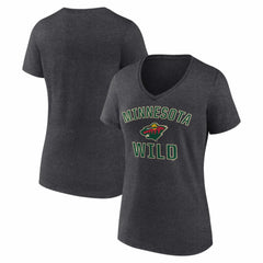 Minnesota Wild - Logo Athletic Women's Arch Victory V-Neck T-Shirt Heather Charcoal